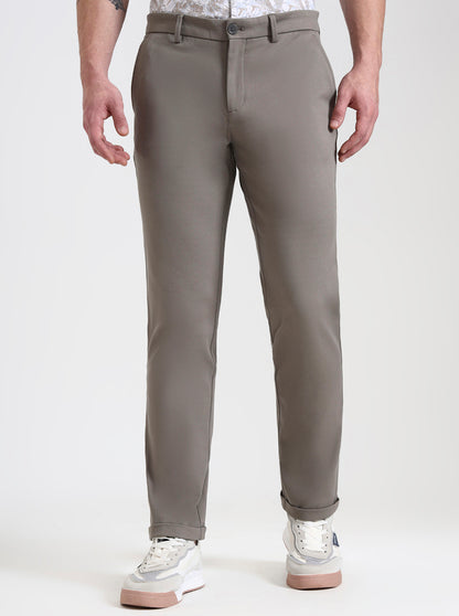 Cement Grey Solid Venice Fit Casual Trouser | JadeBlue