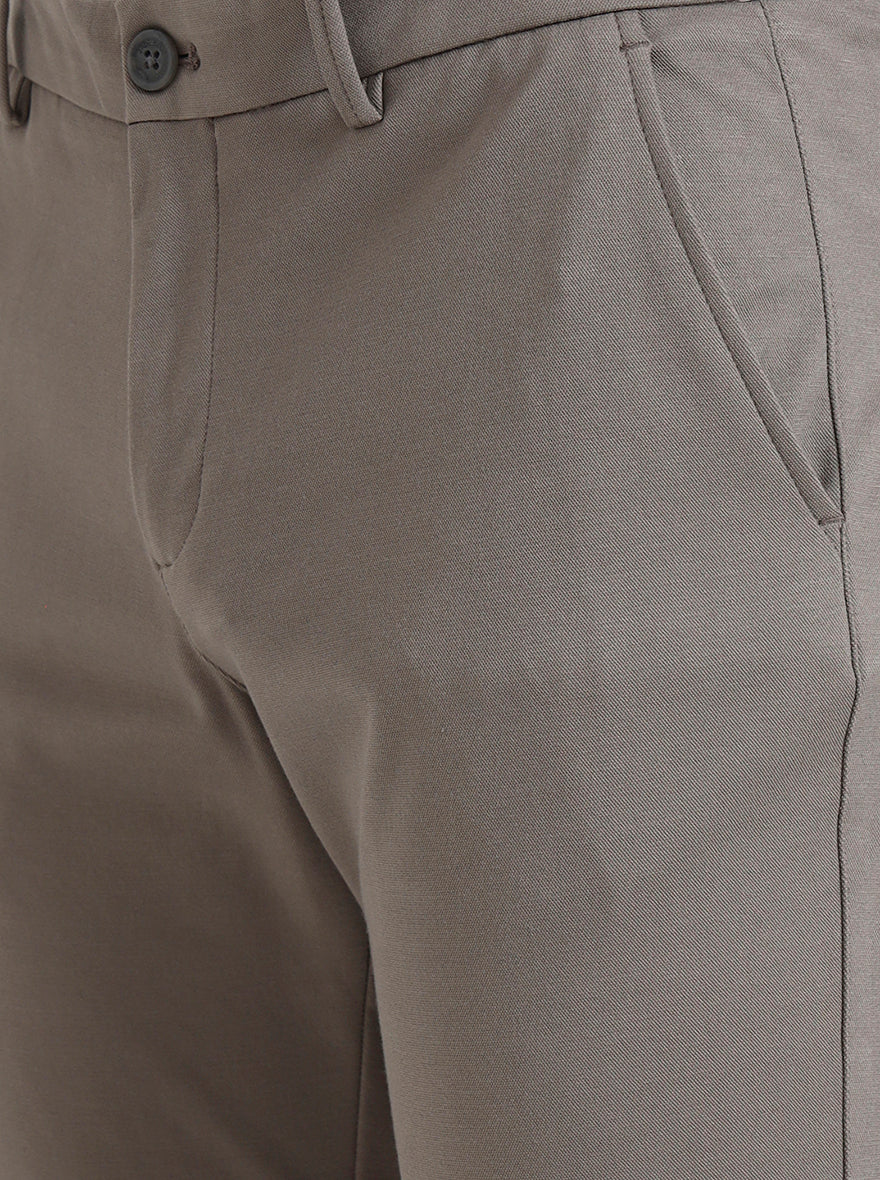 Cement Grey Solid Venice Fit Casual Trouser | JadeBlue