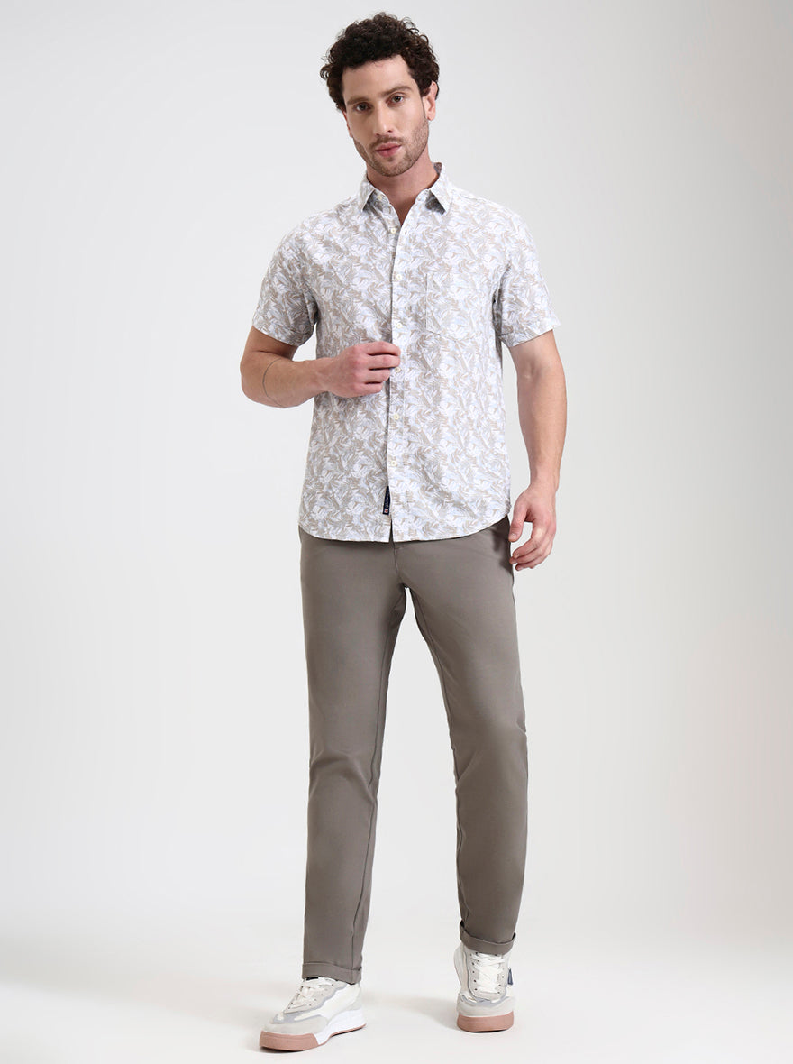 Cement Grey Solid Venice Fit Casual Trouser | JadeBlue