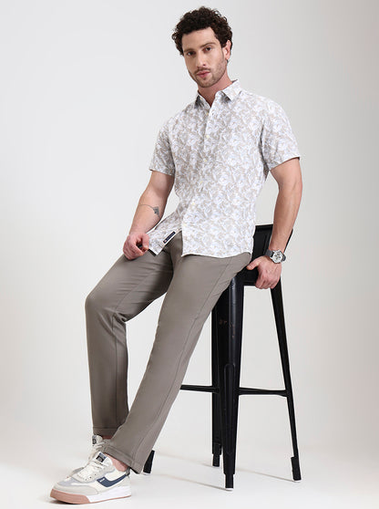 Cement Grey Solid Venice Fit Casual Trouser | JadeBlue