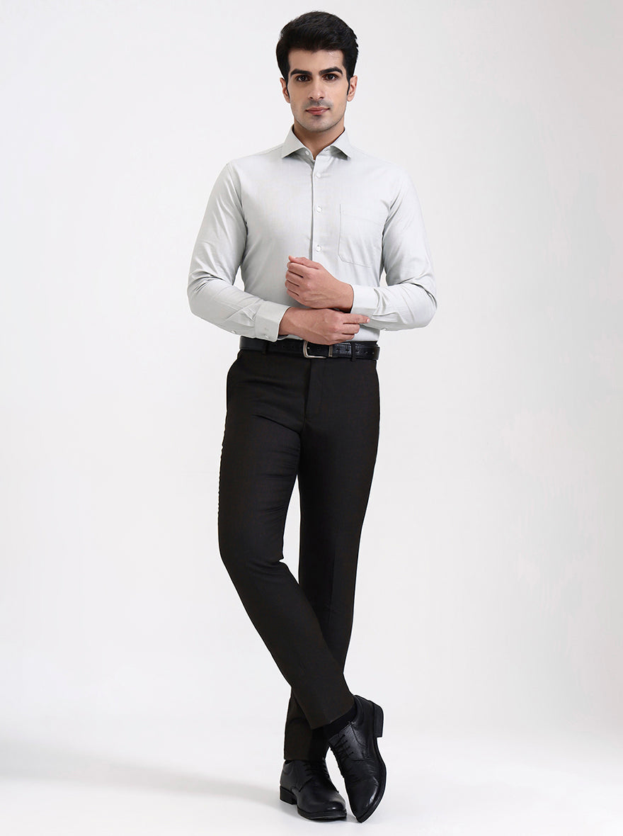 Pista Green Solid Slim Fit Formal Shirt | Metal