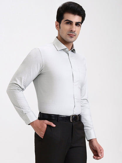 Pista Green Solid Slim Fit Formal Shirt | Metal