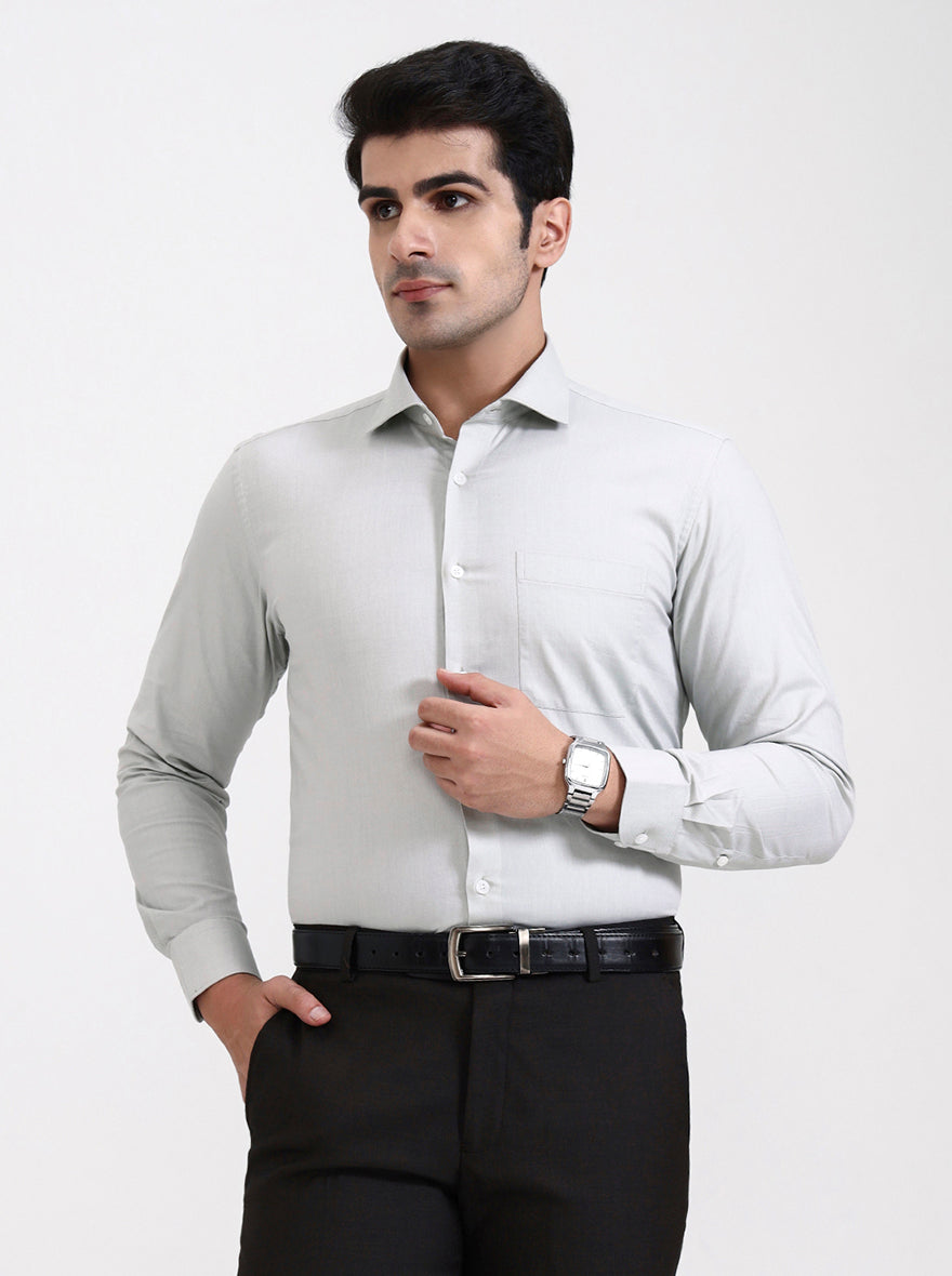 Pista Green Solid Slim Fit Formal Shirt | Metal