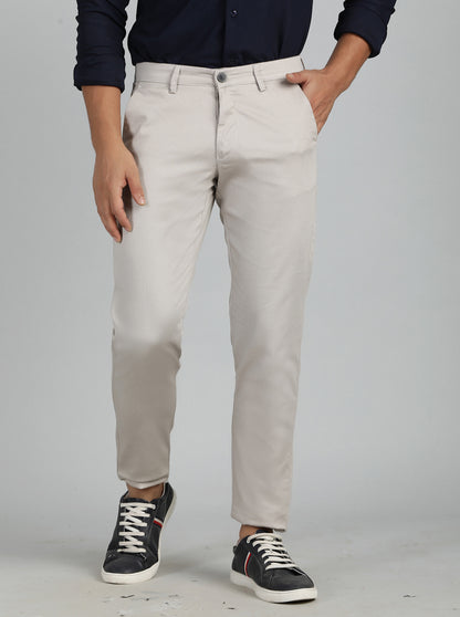 Light Grey Dobby Neo Fit Casual Trouser | Greenfibre