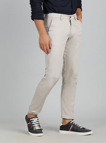 Light Grey Dobby Neo Fit Casual Trouser | Greenfibre