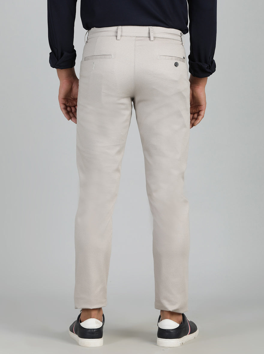 Light Grey Dobby Neo Fit Casual Trouser | Greenfibre