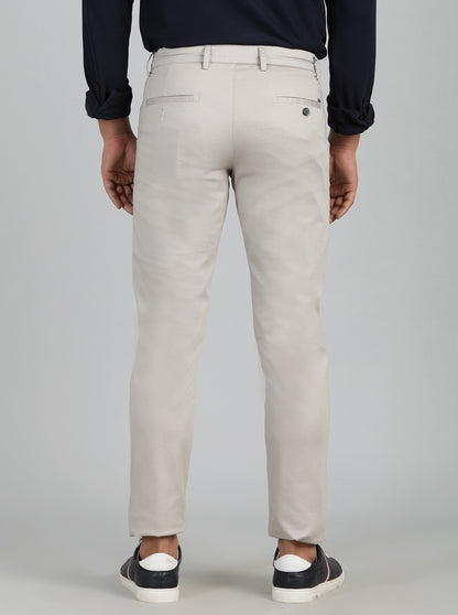 Light Grey Dobby Neo Fit Casual Trouser | Greenfibre