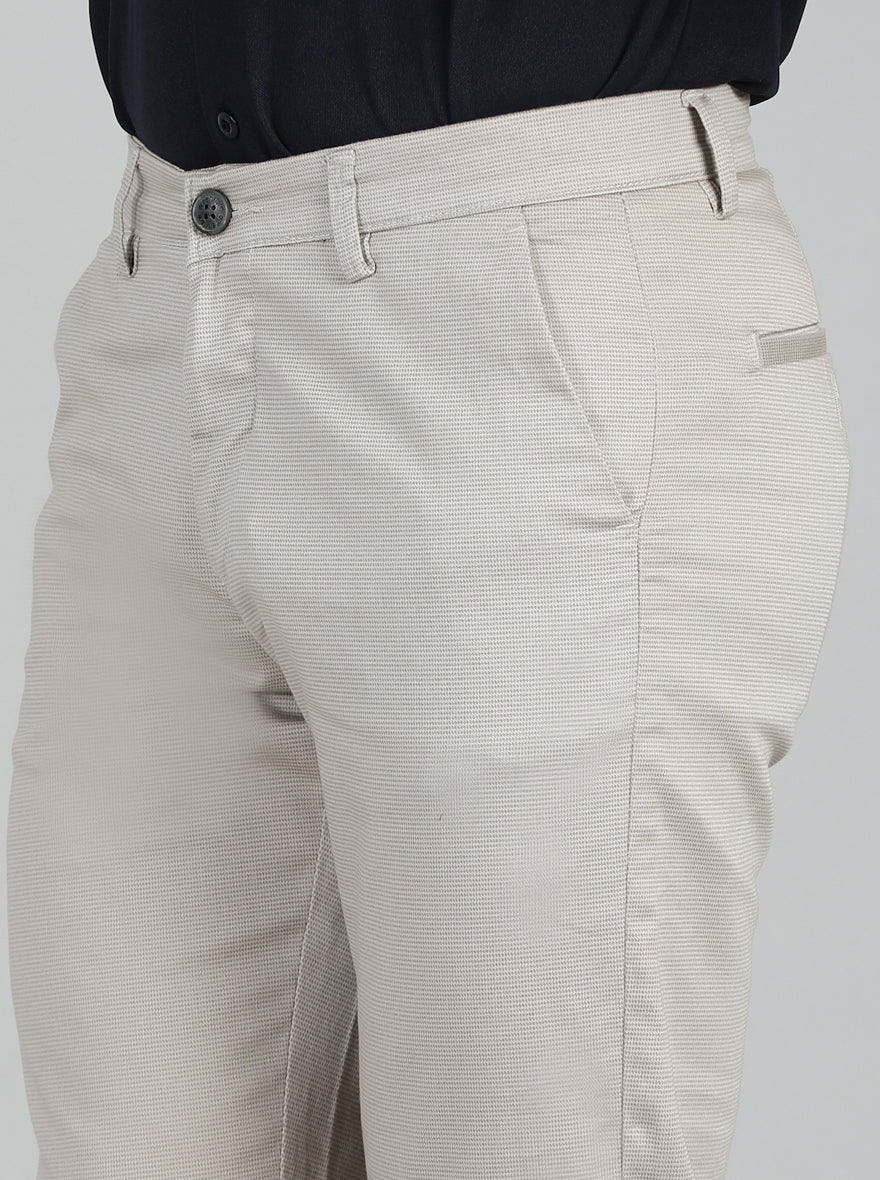 Light Grey Dobby Neo Fit Casual Trouser | Greenfibre