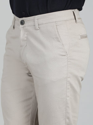Light Grey Dobby Neo Fit Casual Trouser | Greenfibre
