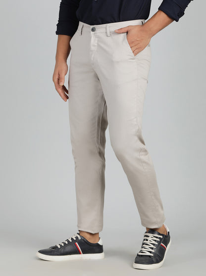 Light Grey Dobby Neo Fit Casual Trouser | Greenfibre