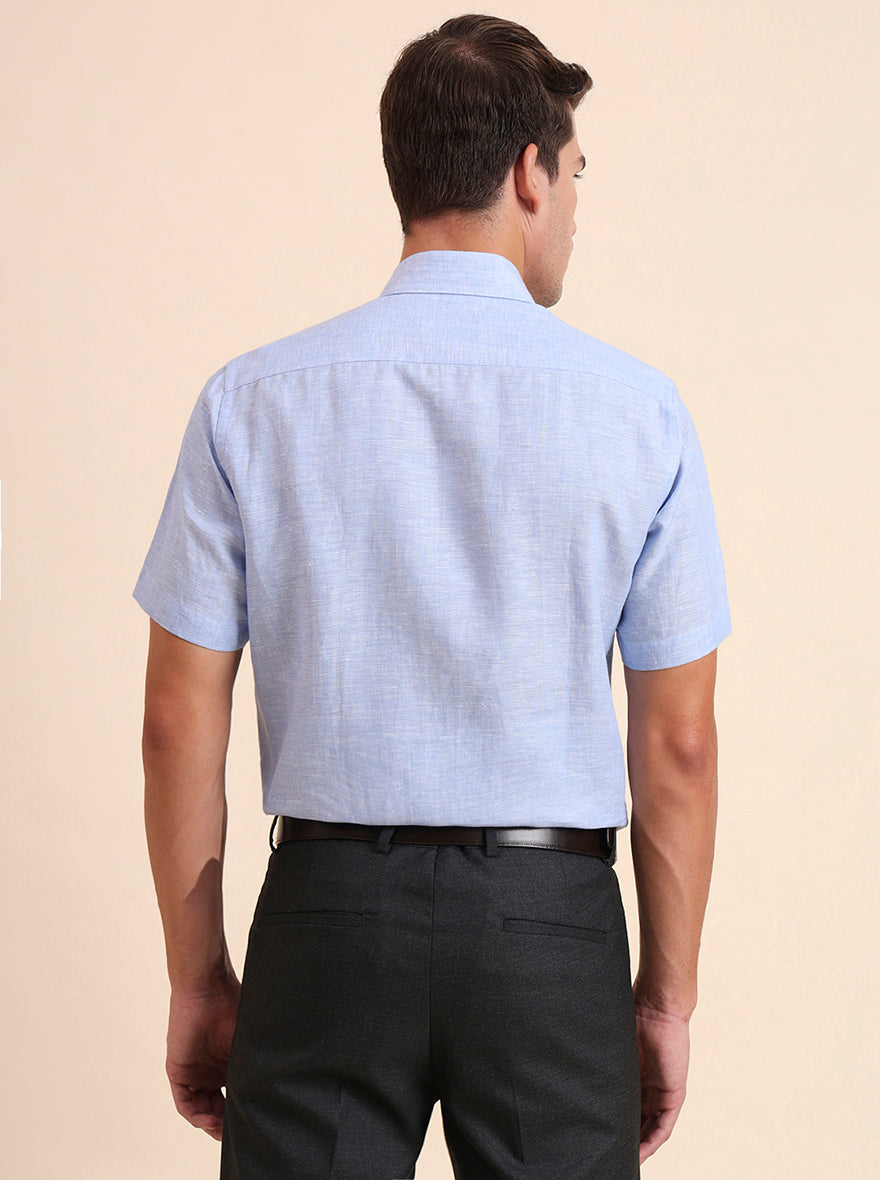 Blue Solid Regular Fit Formal Shirt | JadeBlue