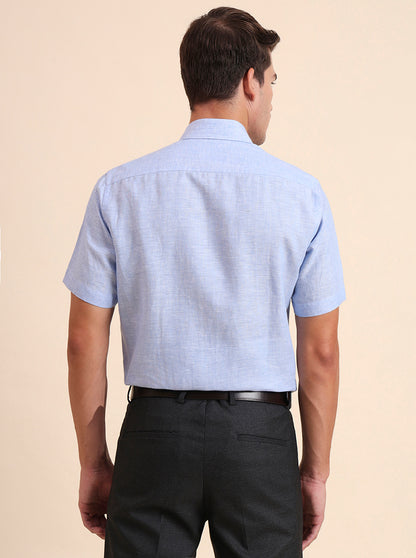 Blue Solid Regular Fit Formal Shirt | JadeBlue