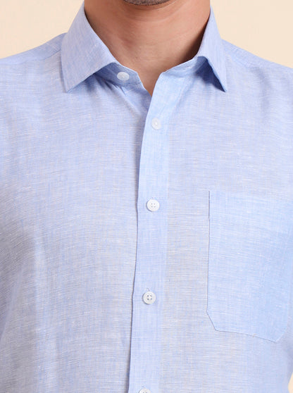 Blue Solid Regular Fit Formal Shirt | JadeBlue