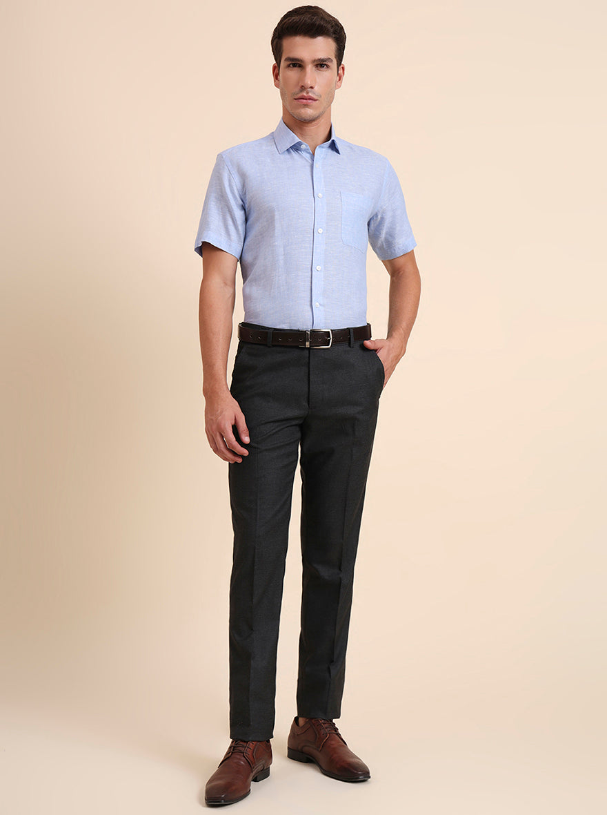 Blue Solid Regular Fit Formal Shirt | JadeBlue
