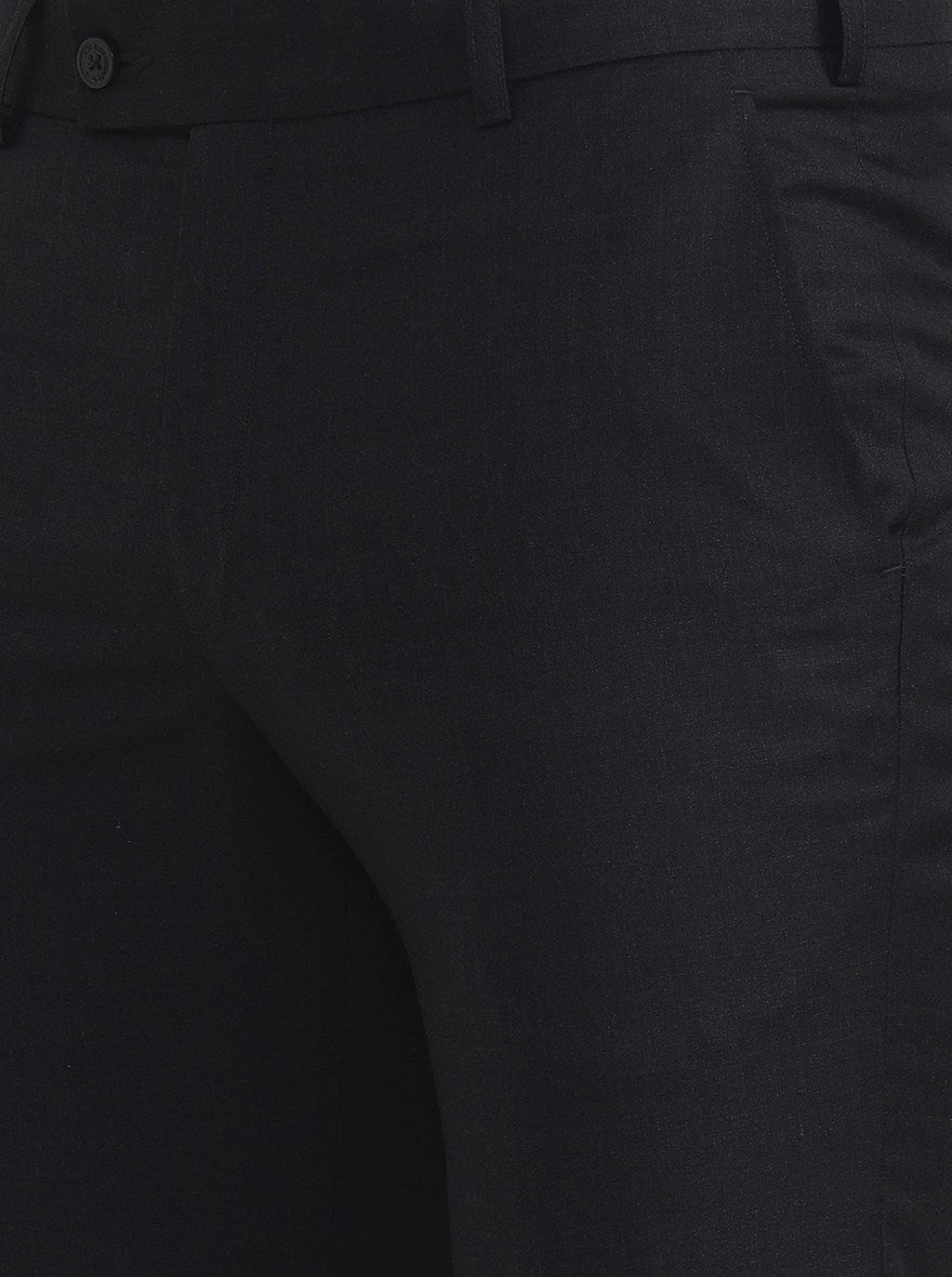 Black Solid Slim Fit Formal Trouser | JadeBlue Super Luxe