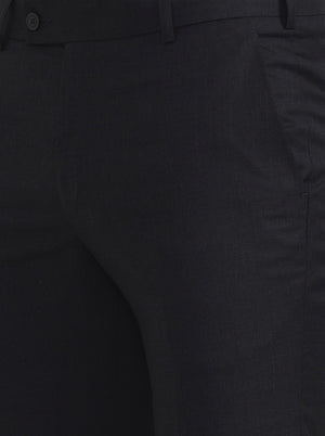 Black Solid Slim Fit Formal Trouser | JadeBlue Super Luxe