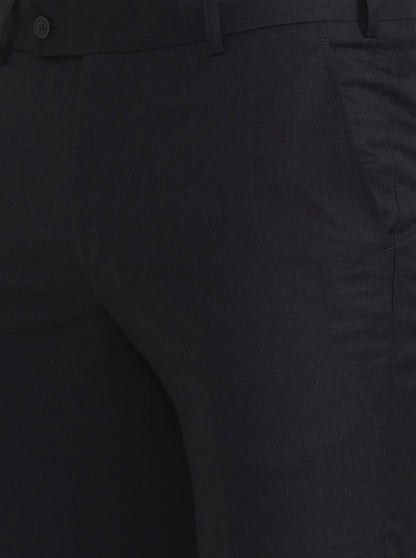 Black Solid Slim Fit Formal Trouser | JadeBlue Super Luxe