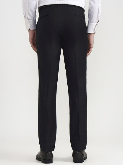 Black Solid Slim Fit Formal Trouser | JadeBlue Super Luxe