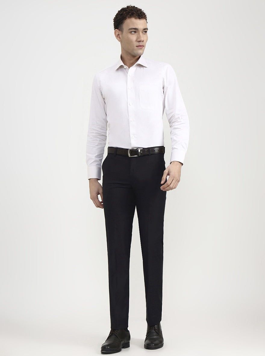 Black Solid Slim Fit Formal Trouser | JadeBlue Super Luxe