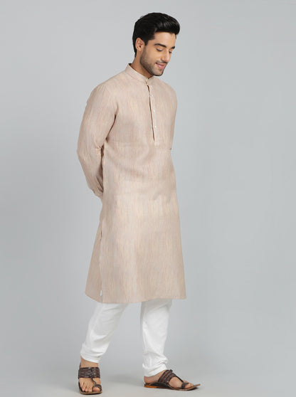Cream Printed Regular Fit Modi Kurta | JadeBlue