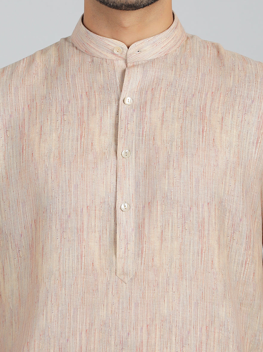 Cream Printed Regular Fit Modi Kurta | JadeBlue
