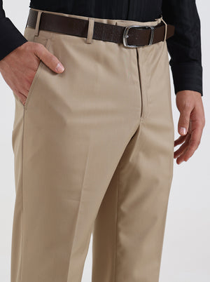 Fawn Solid Slim Fit Formal Trouser | JadeBlue