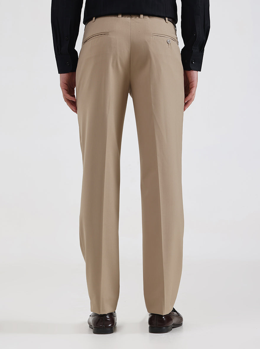 Fawn Solid Slim Fit Formal Trouser | JadeBlue