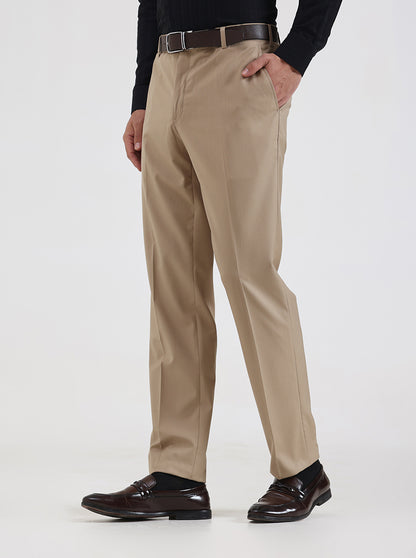 Fawn Solid Slim Fit Formal Trouser | JadeBlue