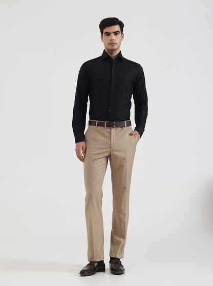 Fawn Solid Slim Fit Formal Trouser | JadeBlue