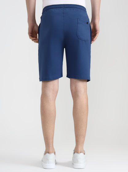 Indigo Blue Solid Slim Fit Shorts | JadeBlue