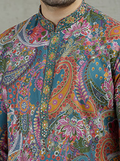 Green Embroidered Kurta Pajama | Virasana