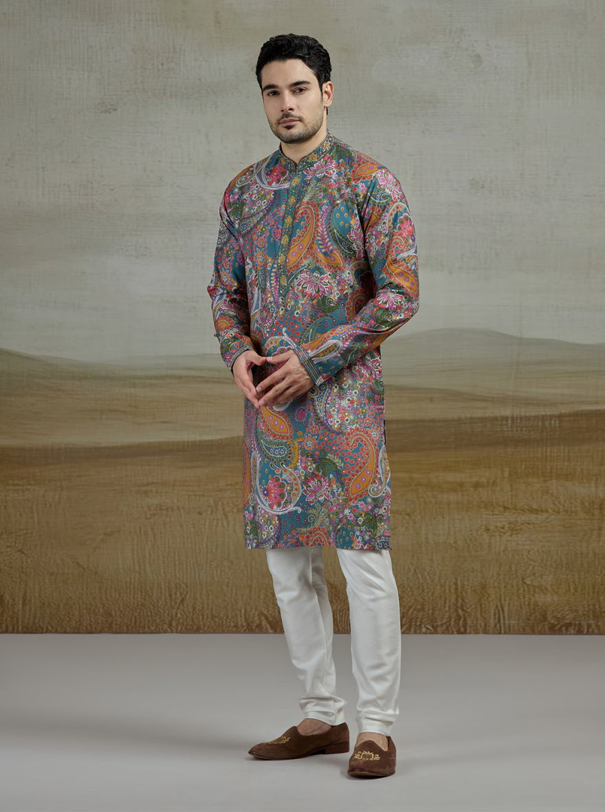 Green Embroidered Kurta Pajama | Virasana