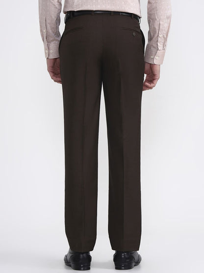 Olive Brown Solid Regular Fit Formal Trouser | JadeBlue
