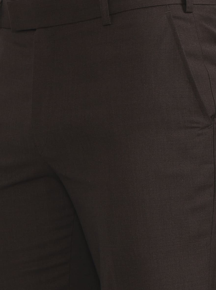 Olive Brown Solid Regular Fit Formal Trouser | JadeBlue
