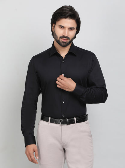 Black Solid Slim Fit Party Wear Shirt | Wyre