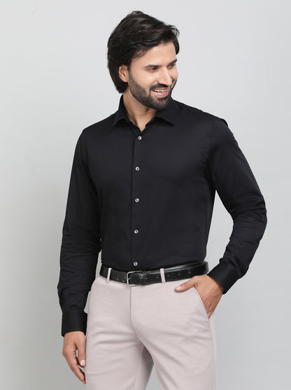 Black Solid Slim Fit Party Wear Shirt | Wyre