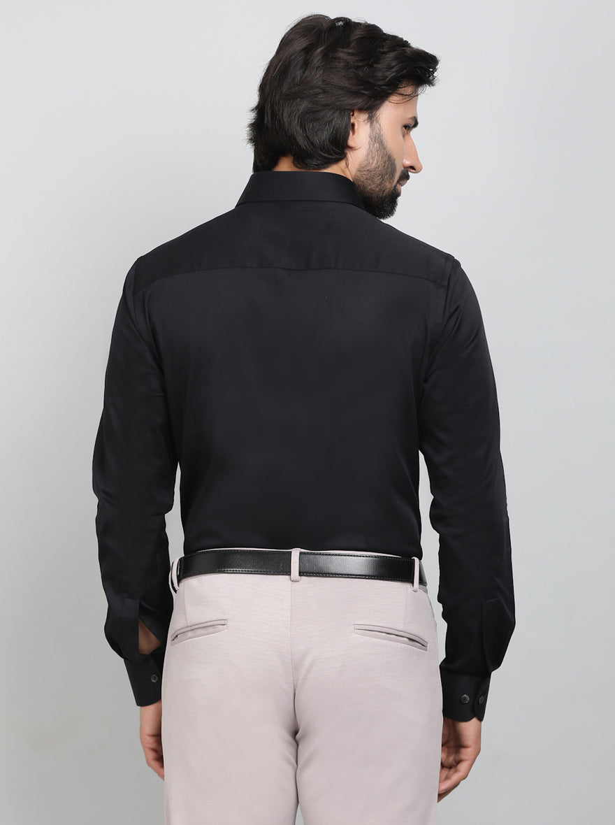 Black Solid Slim Fit Party Wear Shirt | Wyre