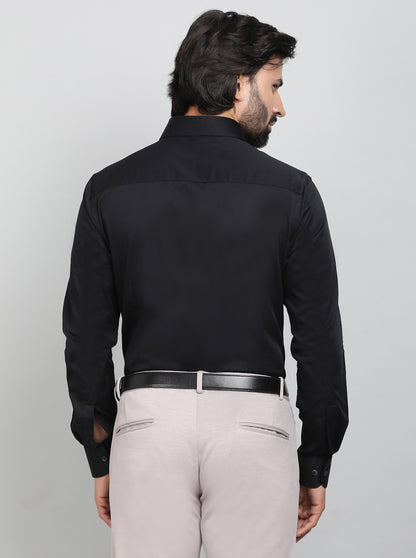 Black Solid Slim Fit Party Wear Shirt | Wyre