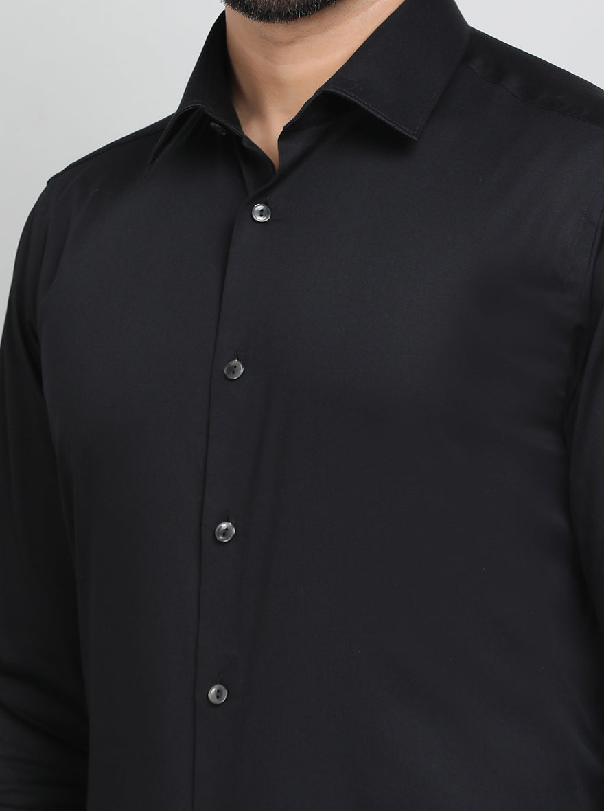 Black Solid Slim Fit Party Wear Shirt | Wyre