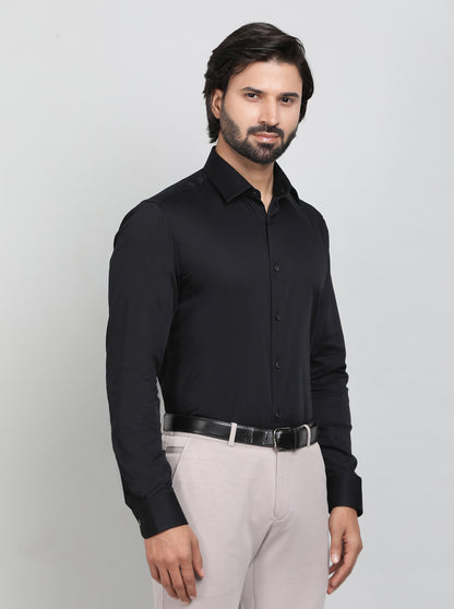 Black Solid Slim Fit Party Wear Shirt | Wyre