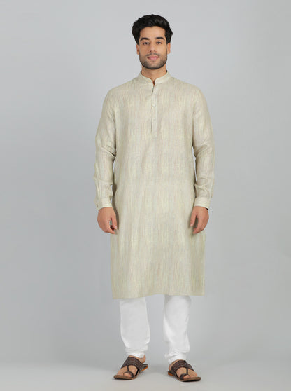 Light Green Printed Regular Fit Modi Kurta | JadeBlue