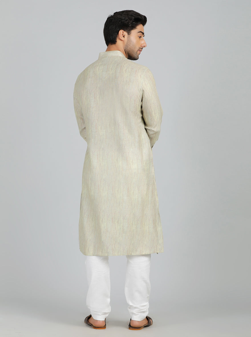 Light Green Printed Regular Fit Modi Kurta | JadeBlue