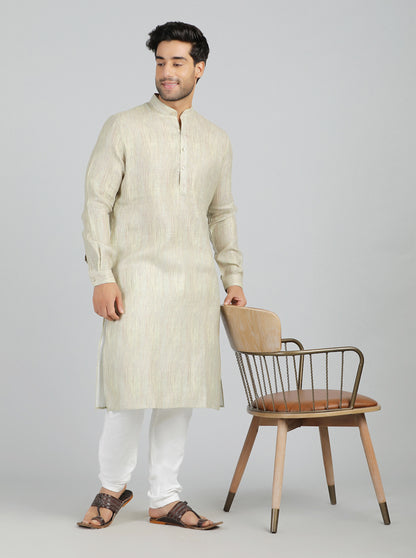 Light Green Printed Regular Fit Modi Kurta | JadeBlue