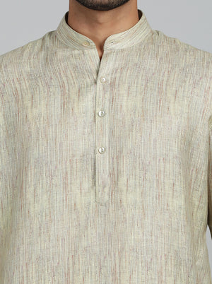 Light Green Printed Regular Fit Modi Kurta | JadeBlue