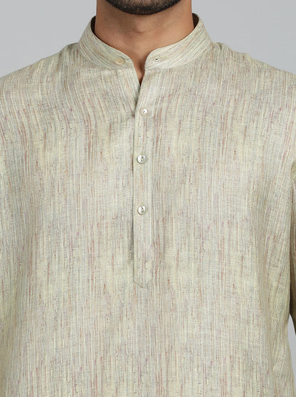 Light Green Printed Regular Fit Modi Kurta | JadeBlue