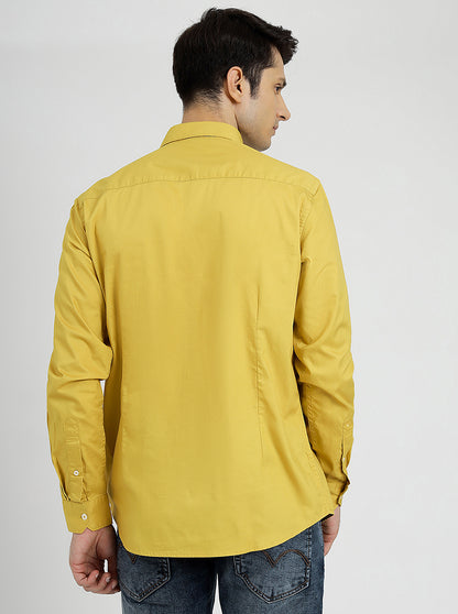 Yellow Solid Smart Fit Semi Casual Shirt | Greenfibre