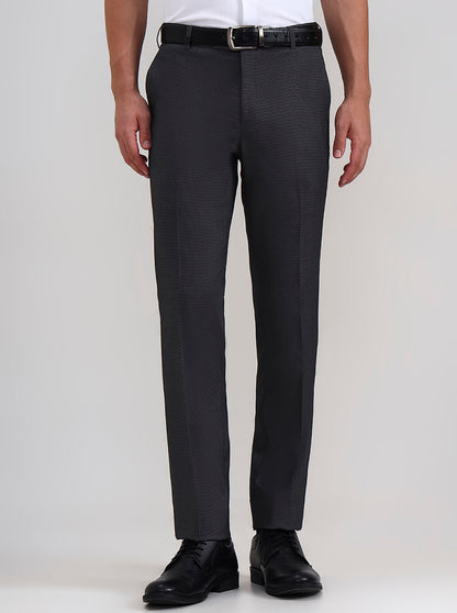Dark Grey Solid Slim Fit Formal Trouser | Wyre