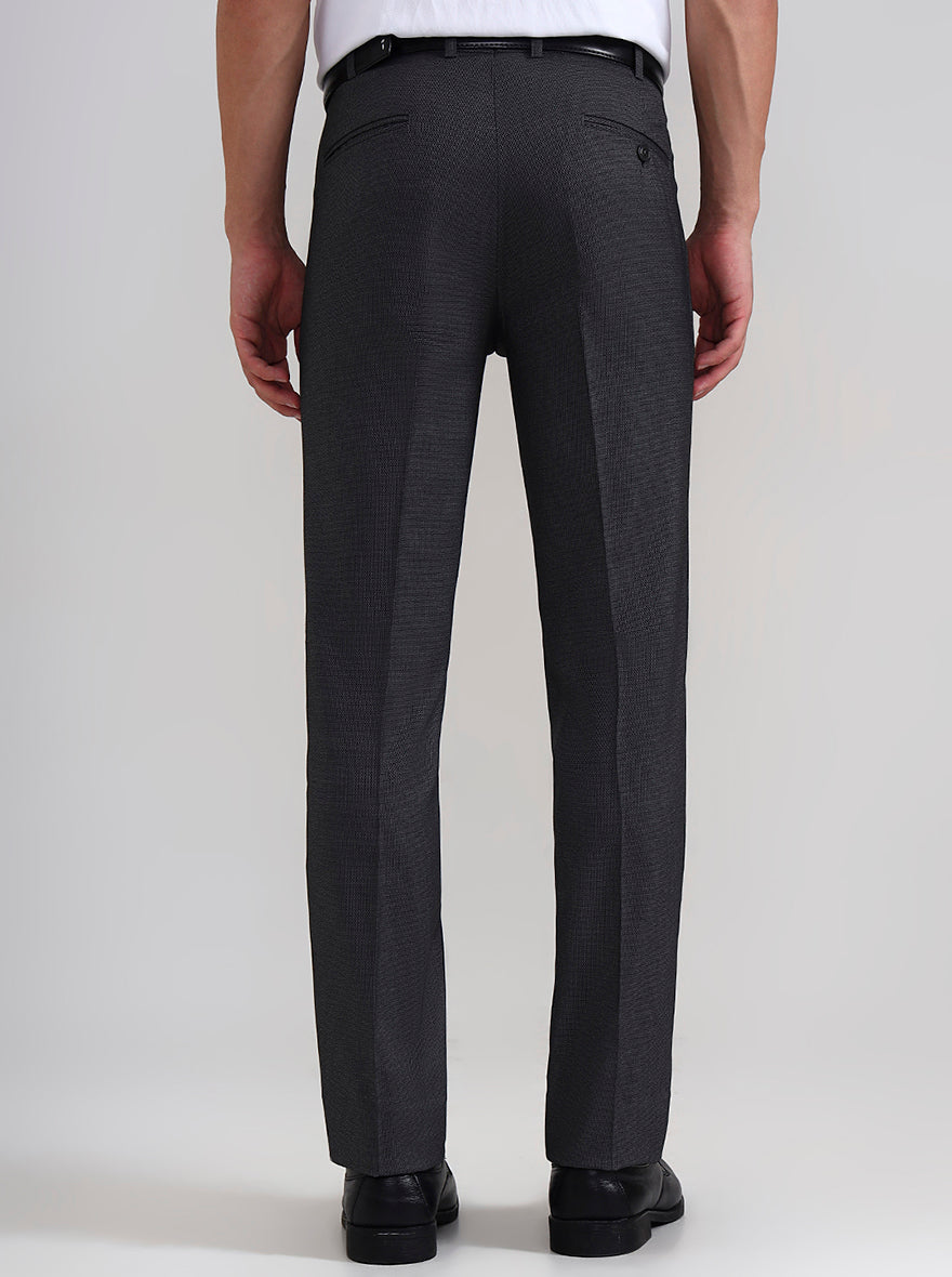 Dark Grey Solid Slim Fit Formal Trouser | Wyre