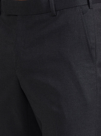 Dark Grey Solid Slim Fit Formal Trouser | Wyre