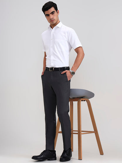 Dark Grey Solid Slim Fit Formal Trouser | Wyre